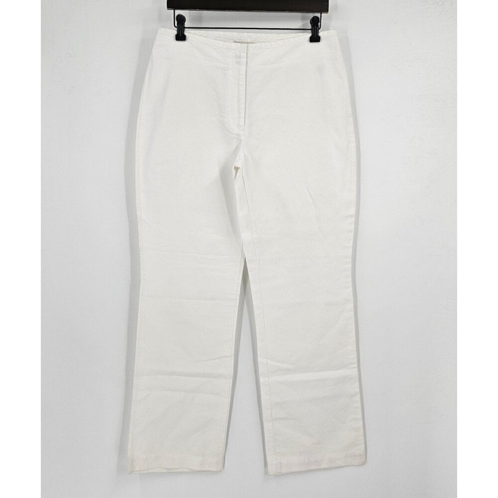 Talbots Heritage Womens Sz 6 Linen Cotton Ivory Wide Leg Front Zip Closure Pants